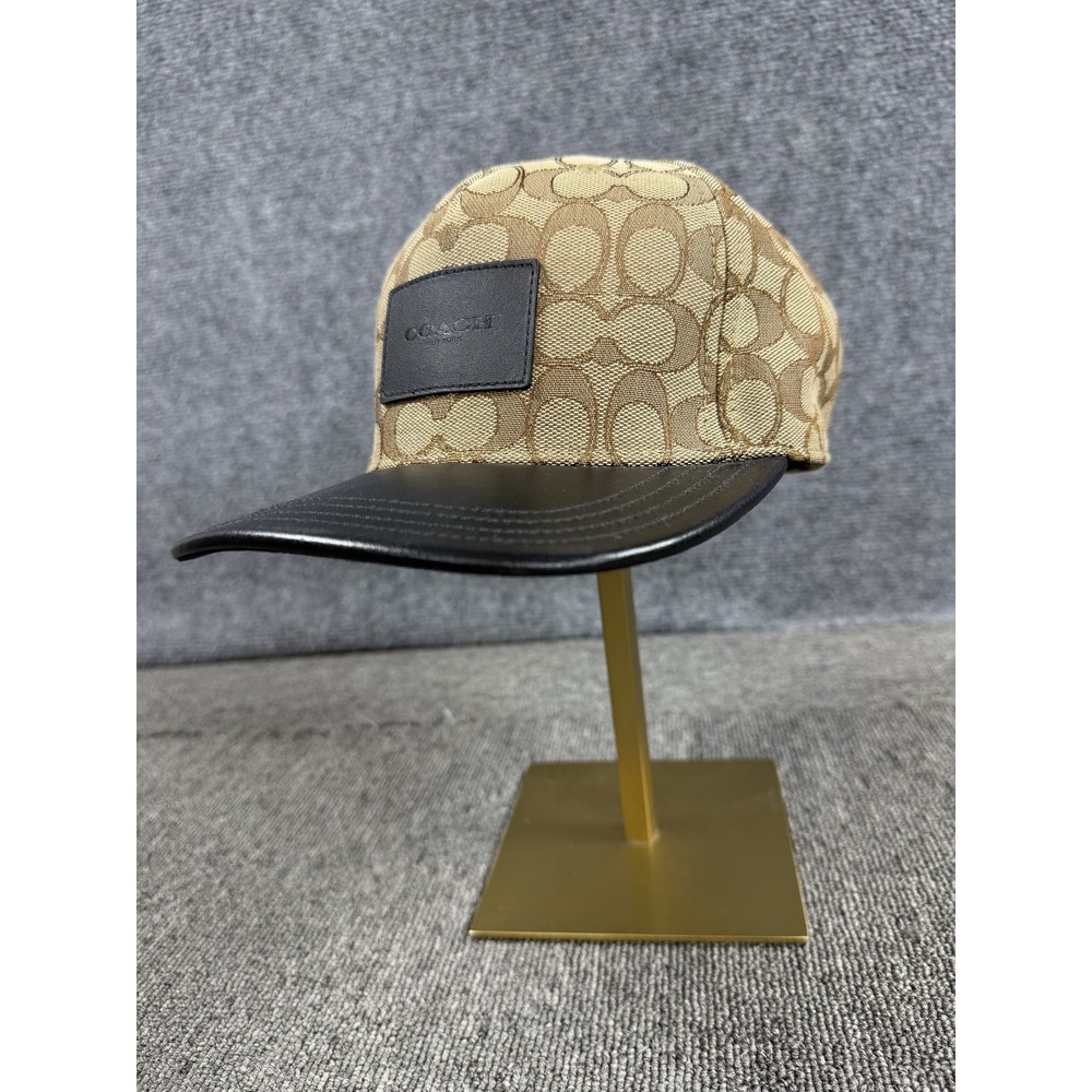 Coach Hat Cap Strap Back Womens Adjustable Jacquard Signature Leather Baseball